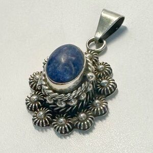 Vintage TAXCO Sterling Silver Blue Sodalite Poison Locket Pendant
